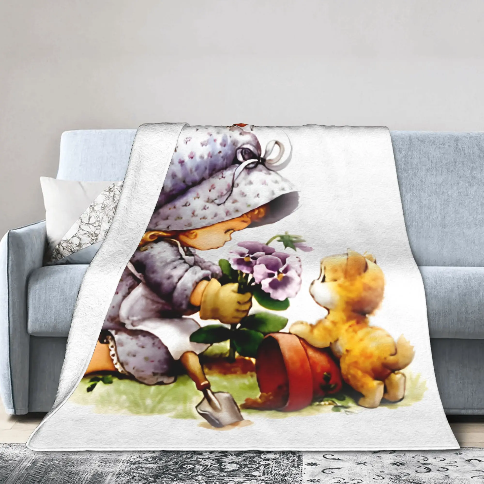 Cute Sarahs Kays with Cat Knitted Blanket  Plush Throw Blankets Summer Air Conditioning Decoration Lightweight Bedsprea,