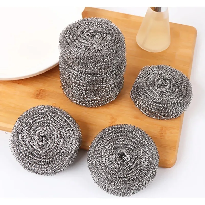 Stainless Steel Scrubber Cleaning Brushes Dish Ball Bowl Scouring Pad Pot Pan Easy To Clean Wash Brush Kitchen Cleaning Tools