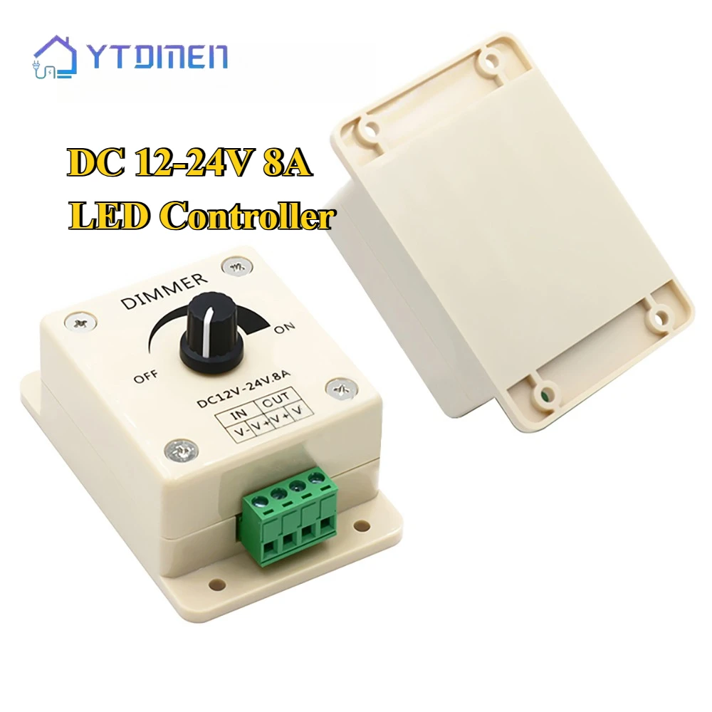 

Rotary Single-color Light Strip Dimmer LED Light Strip Adjustable Controller Dimmer DC 12-24V 8A LED Strip Controller