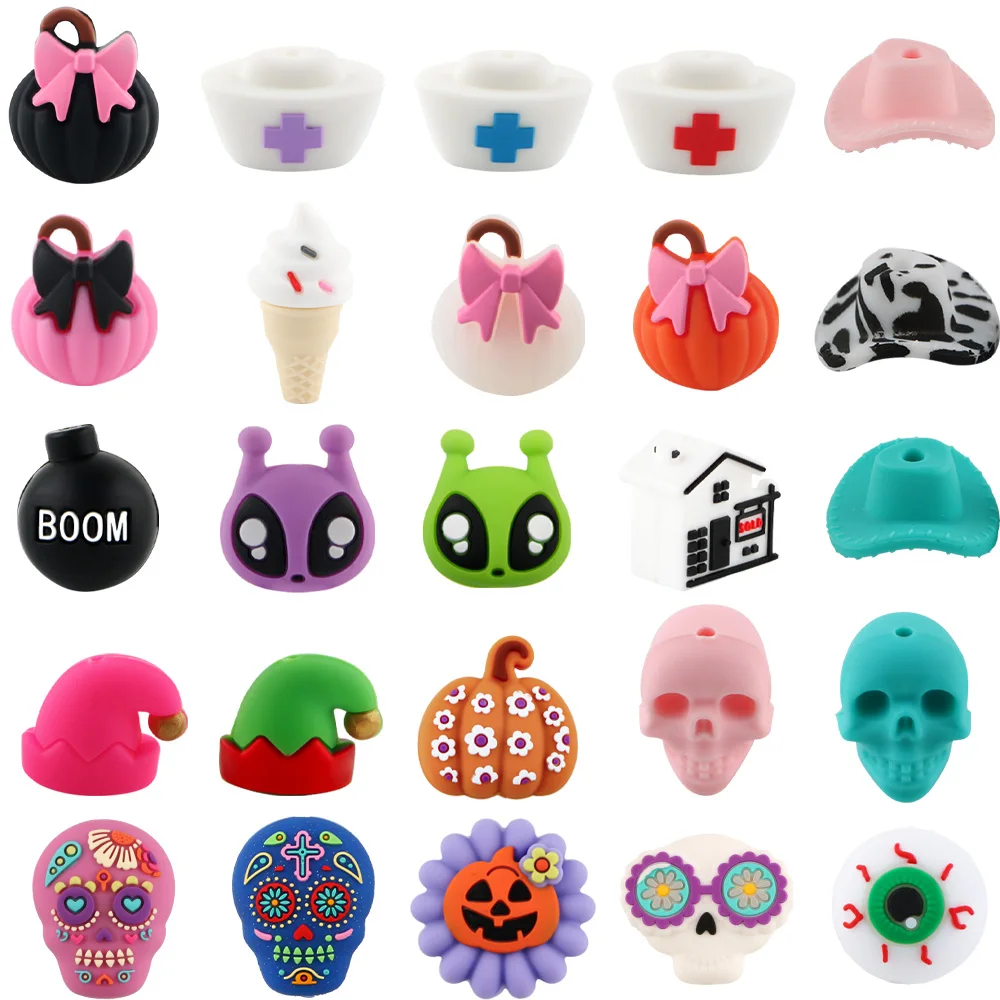 8pcs 3D Silicone Focus Beads Animals Bee Frog Stereoscopic Model For Jewelry Making DIY Bracelets Jewelry KeyChain Accessories