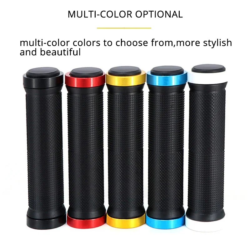 MTB Bicycle Handlebar Grip Rubber Non-Slip Bike Handlebar Grips Aluminum Alloy Lock-on Bike Handlebar Cuffs Soft Bicycle Parts