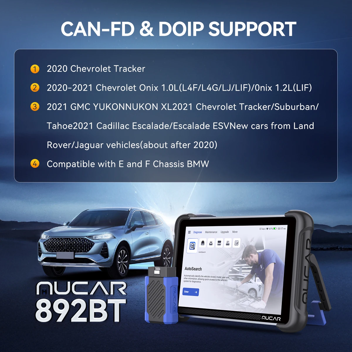 MUCAR 892BT Professional Diagnostic Tools CANFD DOIP ECU Coding 34 Resets Lifetime Free Update Full System OBD2 Scanner VS 689BT