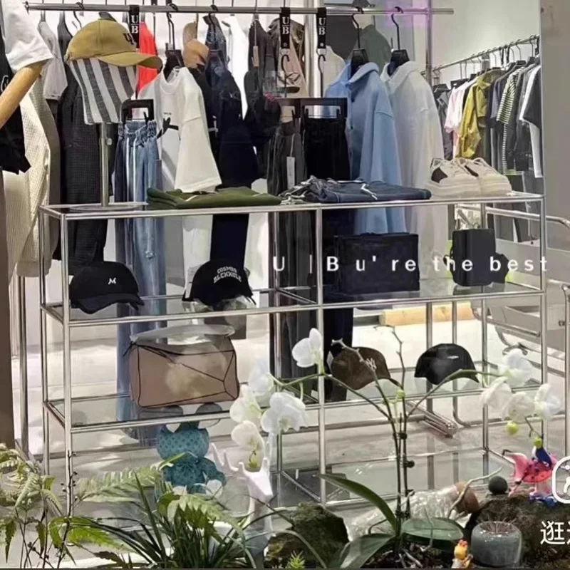 الفولاذ المقاوم للصدأ متجر لبيع الملابس رف الأحذية حقيبة رف عرض الأحذية علبة عرض المجوهرات