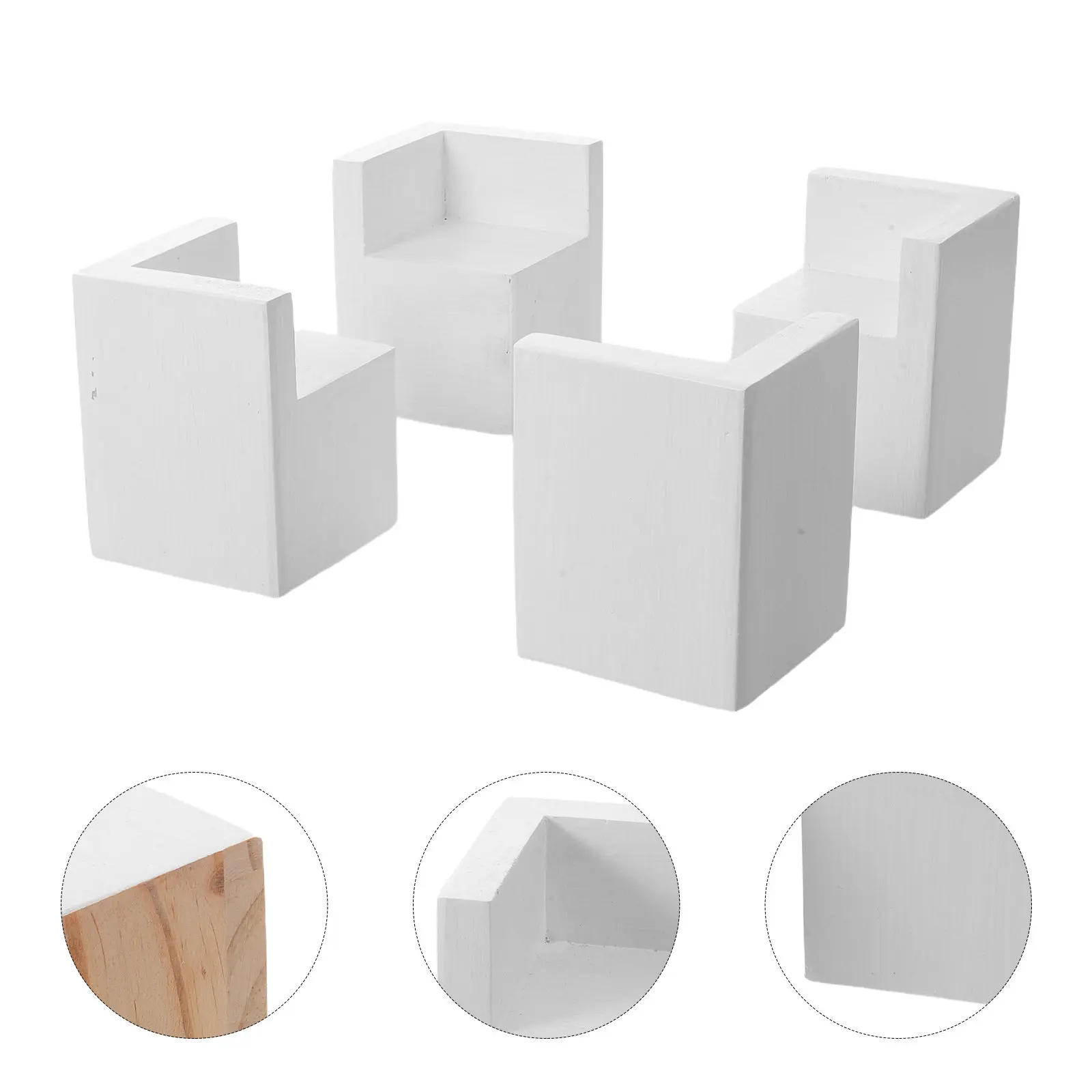 4Pcs Square White Wood Bed Risers 5Cm Furniture Lift Platform Bed Frame Height Extenders Furniture Support Blocks