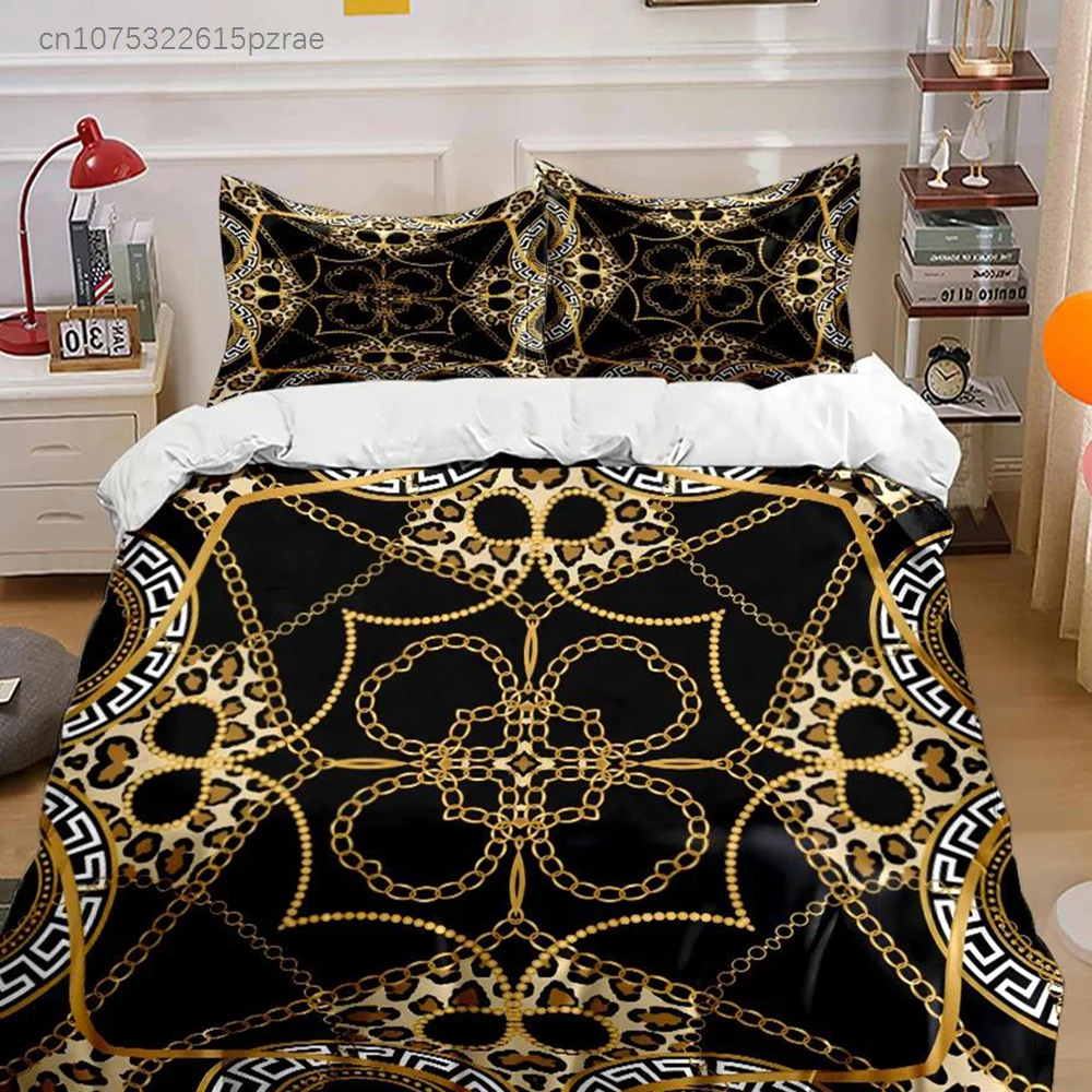 HD Luxury Chain Belt Print Bedding Set Duvet Cover 1 Duvet Cover 2 Pillowcases Adult And Children Bedding Set Luxury For Gifts