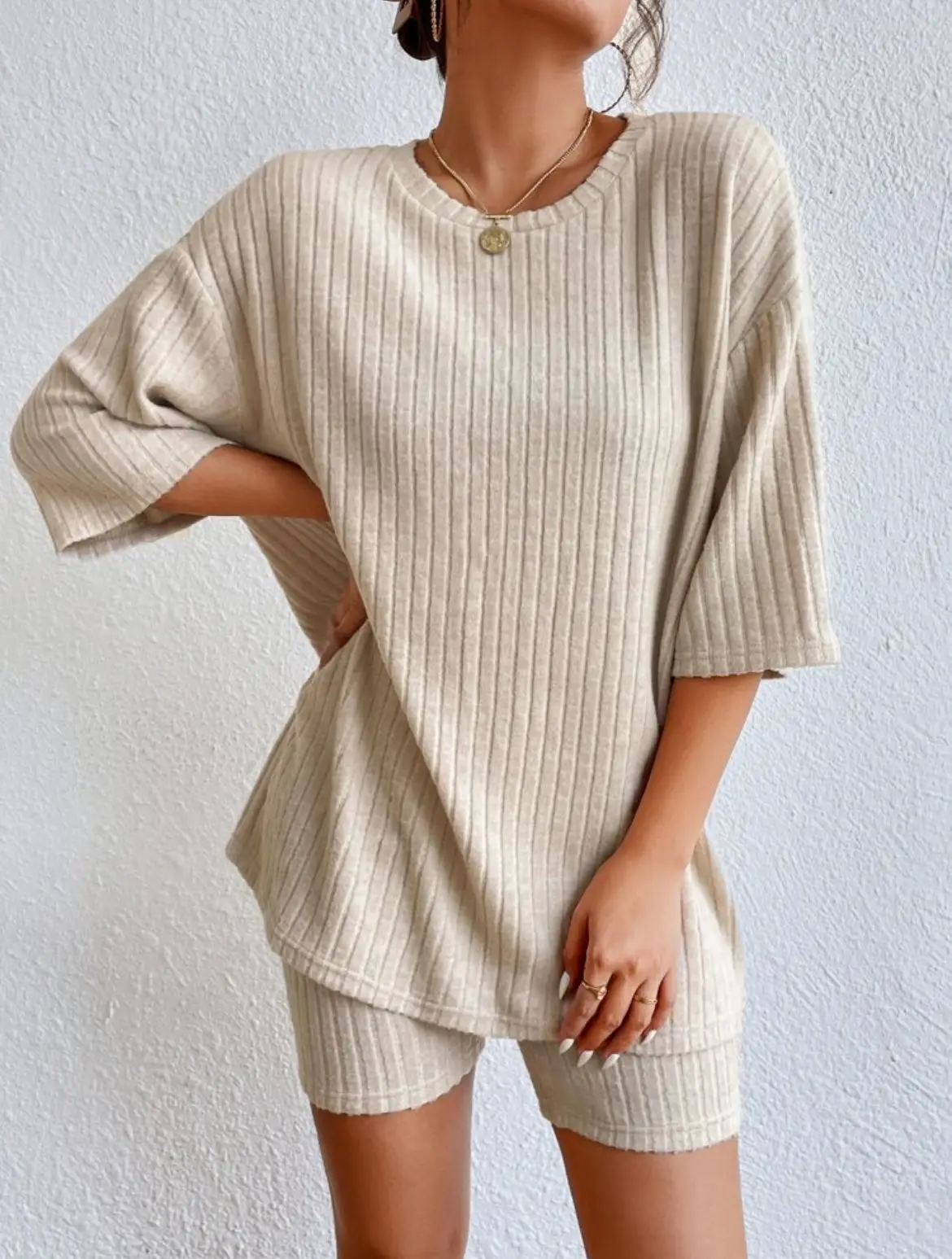 Spring Summer Short Sleeve T Shirt Short Pants Two Piece Set Women Casual Loose O Neck Top High Waist Tracksuit Female Outfits