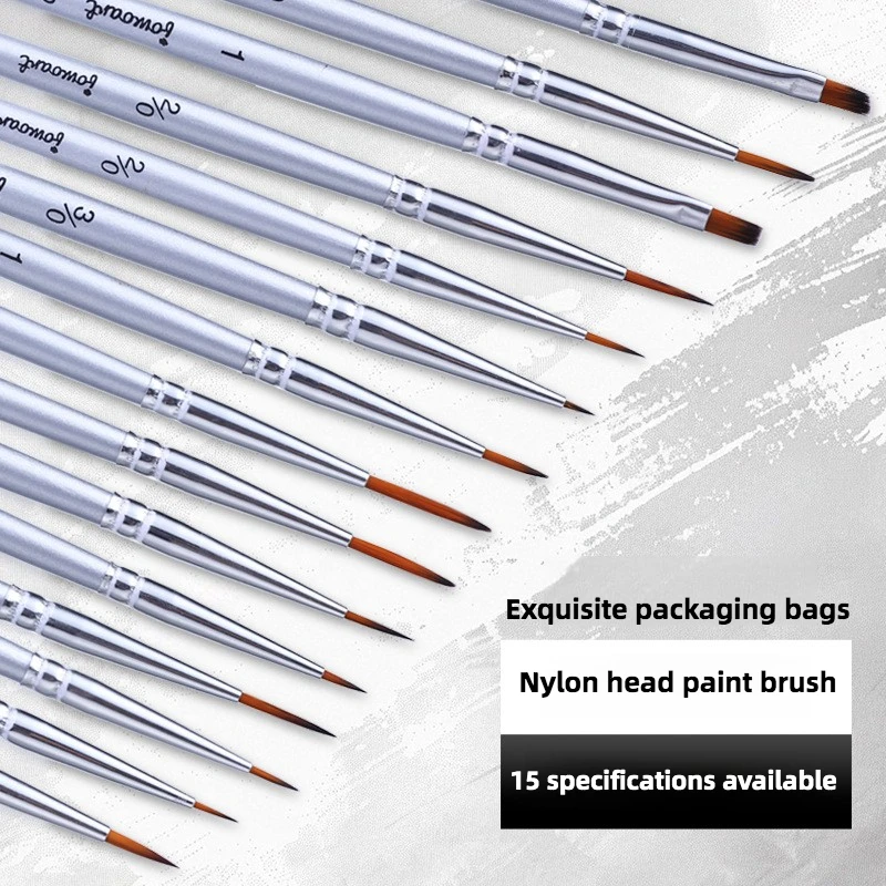 Nylon Hair 15 Pcs Wire Line Drawing Pen for Ultra-fine Comic Art Line Detailing Birch Wood Sketching Watercolor Hand Paint Brush