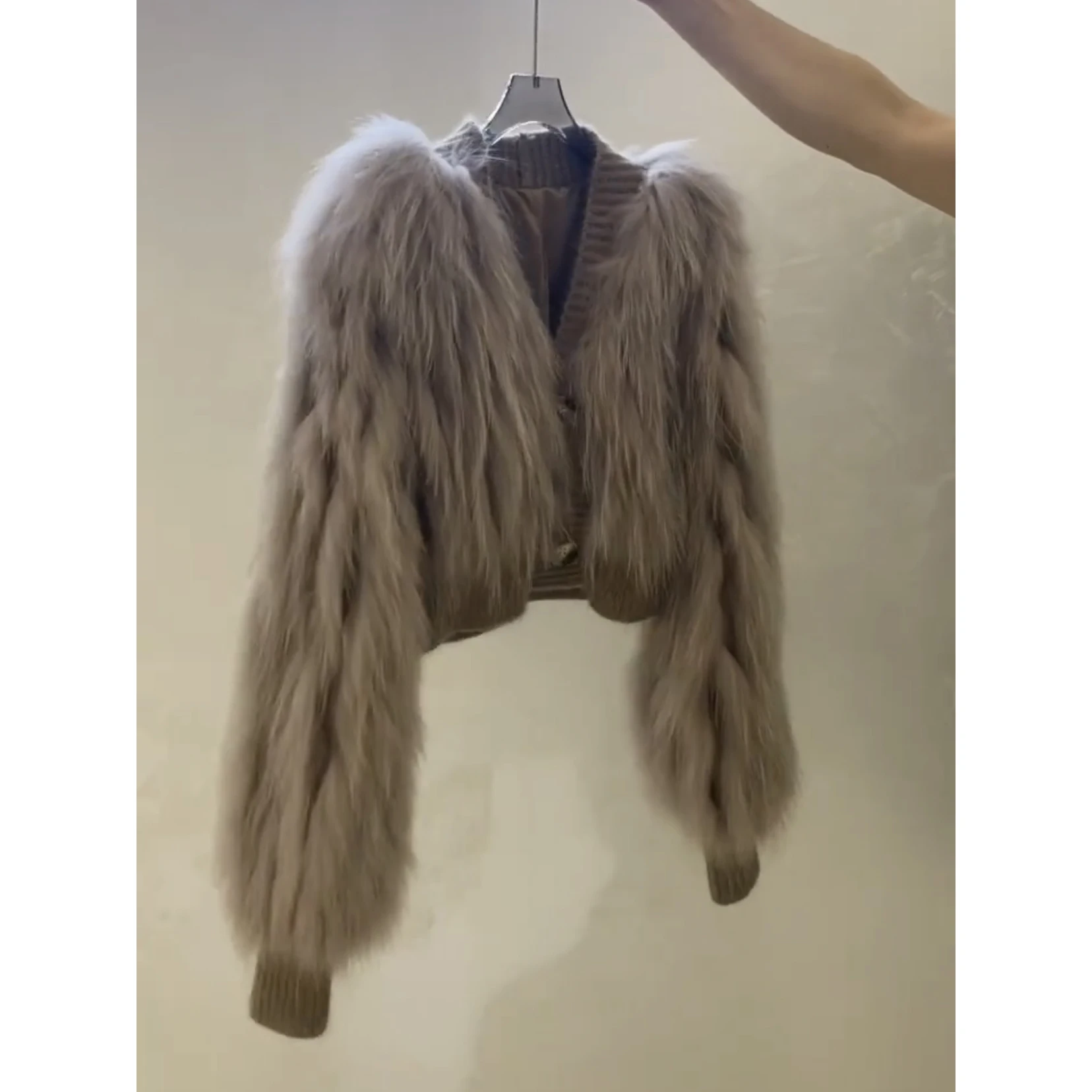 2025 الملابس النسائية خياطة تقليد الثعلب الفراء الفراء الخامس الرقبة معطف شتاء جديد 1116 #3