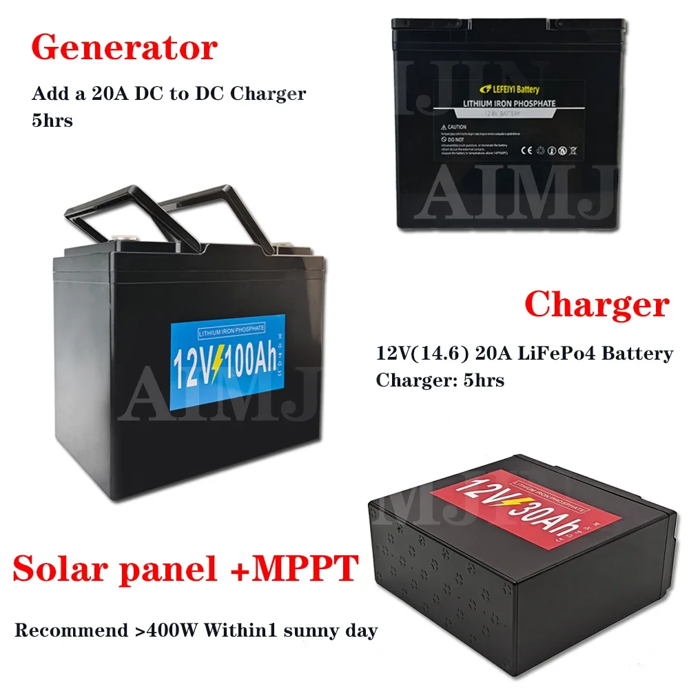 12V LiFePO4 Battery 12.8V 30Ah 50Ah 80Ah 100Ah 150Ah 200Ah  Rechargeable Deep Cycle for  Camping EVHome System