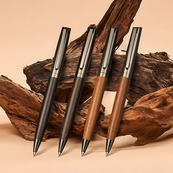 YUN CHUN 1 Set Premium Metal Ballpoint Pen with Wood Barrel for Smooth Writing and High-End Design-Black Ink-Office-With Case