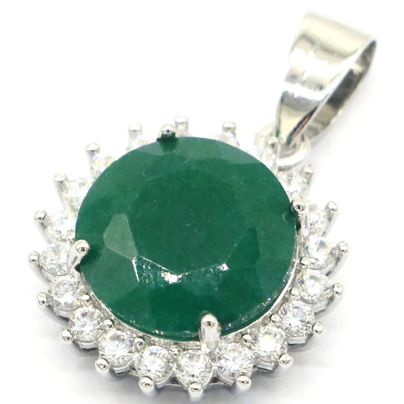 Buy 3 Get 1 Free 27x18mm Prevent Allergy 3.5g Real Green Emerald Blue Sapphire Red Ruby CZ Women Wedding Silver Pendant