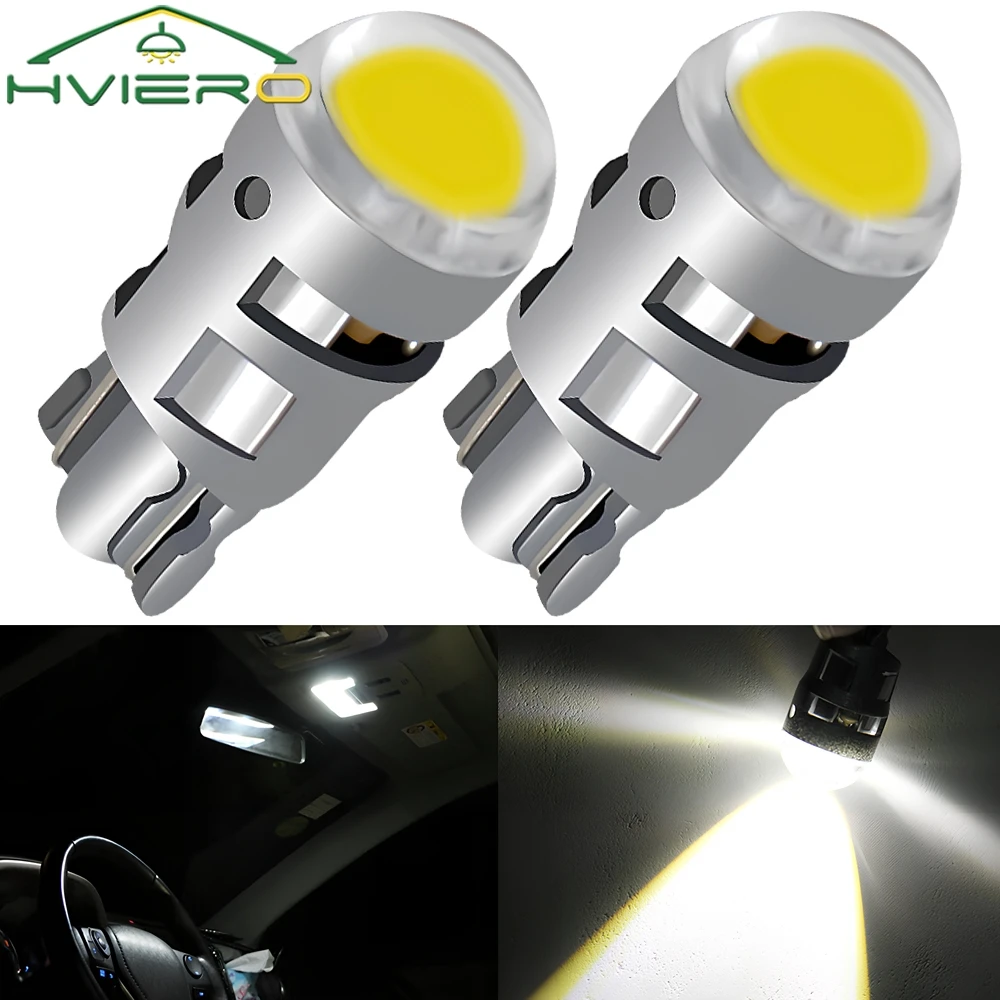 2PCS Auto Signal Lamp White LED T10 COB 1Led Car Door Instrument Lights Reading Interior Clearance Backup Reverse License Plate