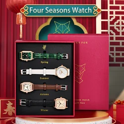 LUCKY FOX Four Seasons gift box luxury quartz women's watch four-piece set a gift for women