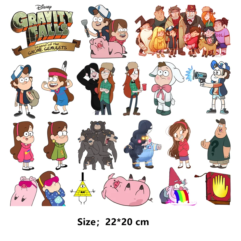 Disney cartoon movie Gravity Falls Thermo-stickers Dipper and Mabe Iron on patches DIY children clothing patch