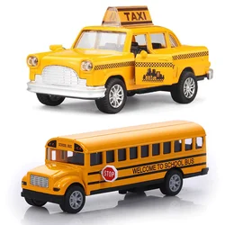 1: 32 School Bus Taxi Alloy Car Model Boy Birthday Gift Puzzle Toy