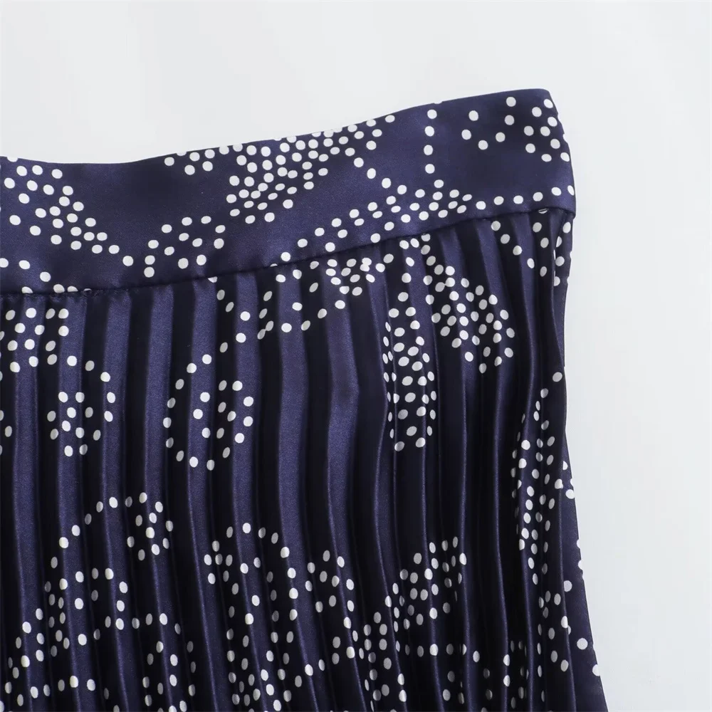 Taop&Za 2024 Women\'s Summer Fashion Origin Printed Folded Midi High Waist Hundred pleated Half skirt