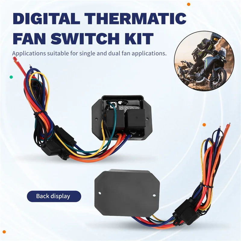 

Radiator Fans Controller Switch Kit 0444 Digital Electric Thermatic Fan Kit Adjustable Temperature Range