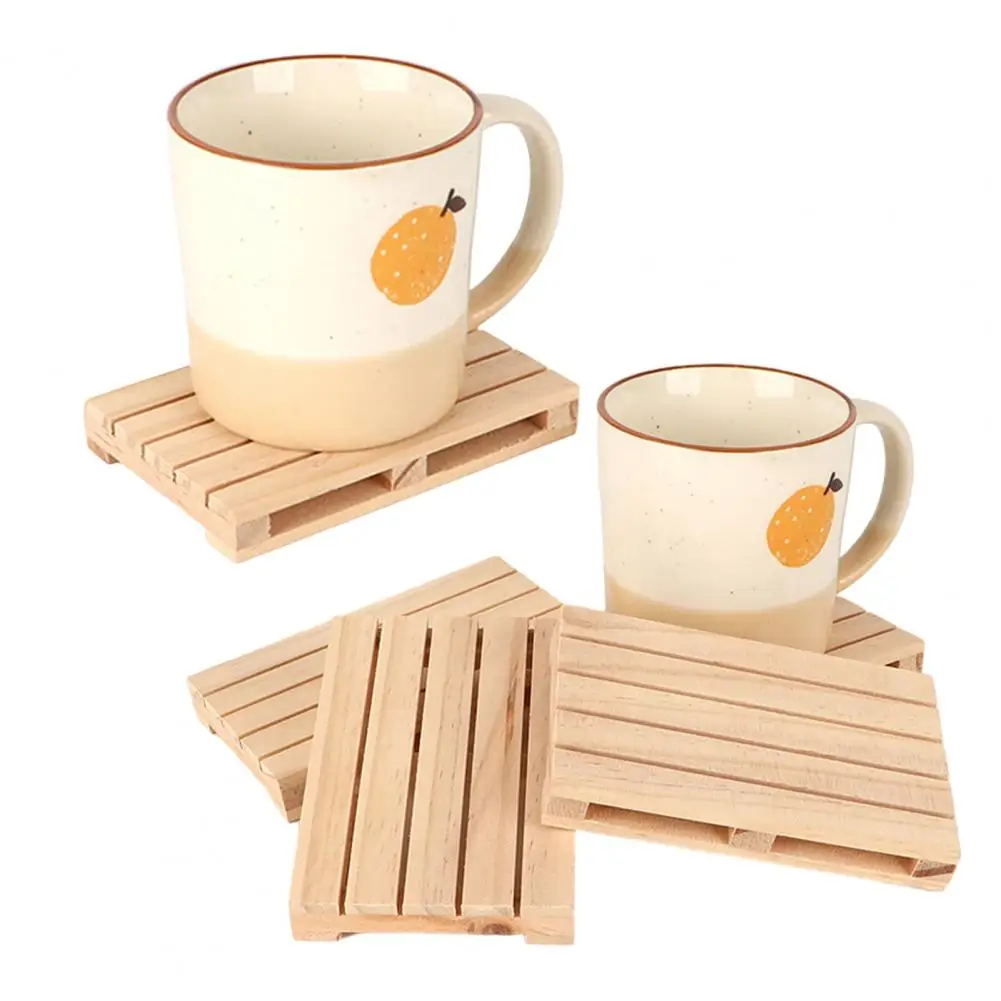 Pallet Coaster Natural Wood Whiskey Cocktail Drinks Pallet Desktop Pad Cup Coaster Heat Insulation Table Mat for Tea Milk Mug