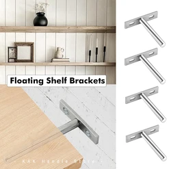KAK 4PCS Hidden Floating Shelf Bracket Heavy Duty Wall-Mounted Bracket Shelf Support 2-6inches DIY Furniture Hardware Fittings