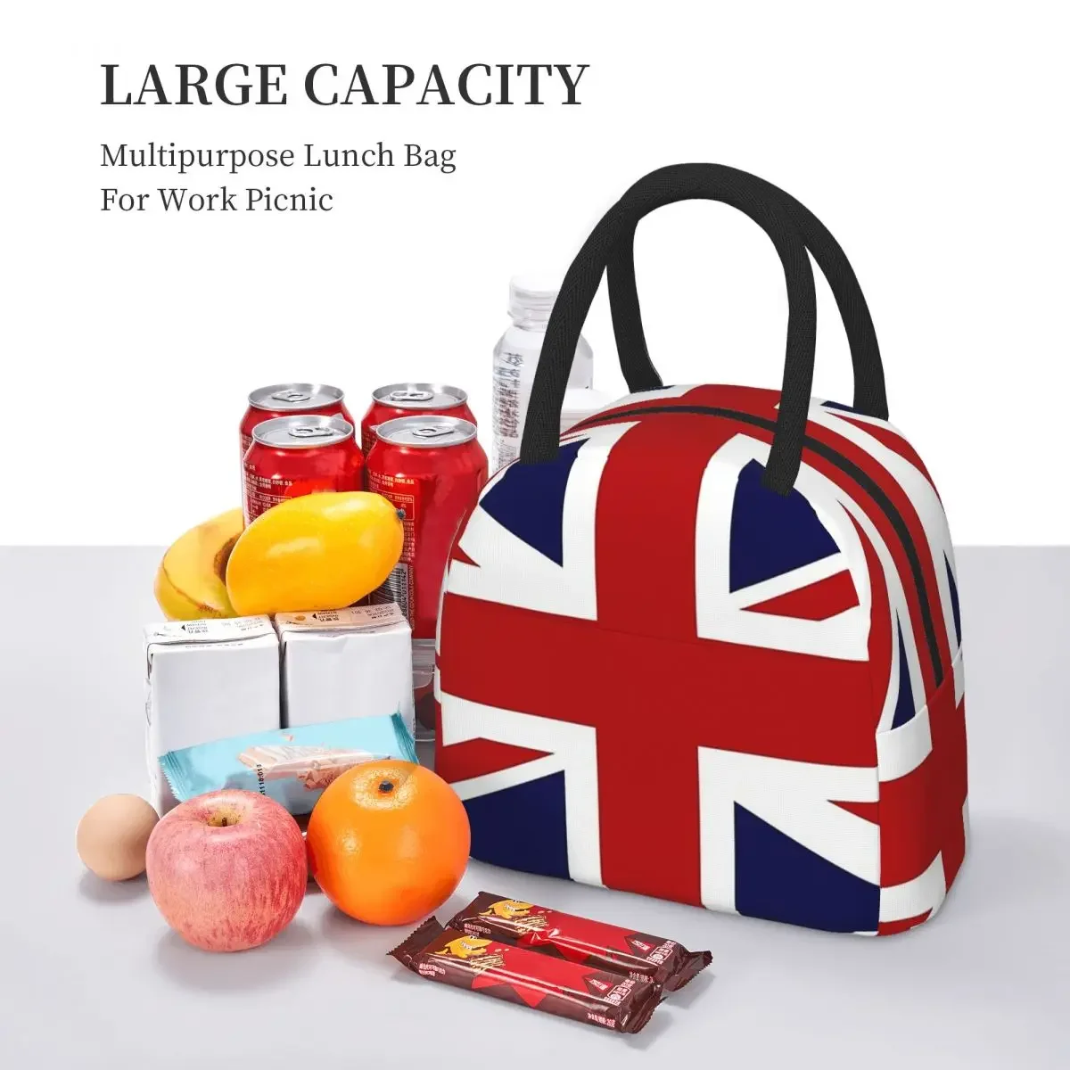 Union Jack Flag Of The UK Insulated Lunch Bag for Women Office Cooler Thermal Food Box Tote Portable Lunch Boxes Container