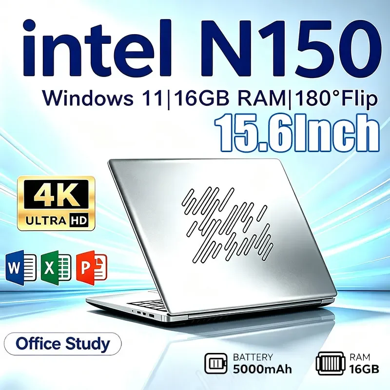 New 15.6' Laptop Intel Core N150 32GB 2TB Gaming PC Ultra Slim Office Study Computer PC Windows 11 Pro 1920*1080 HD