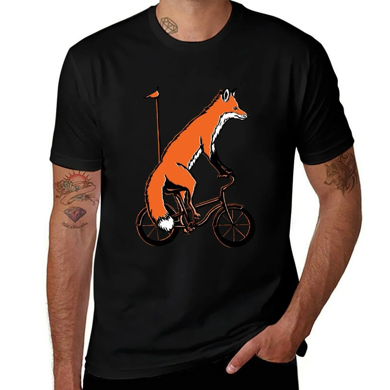 

Fox on bike T-Shirt man t shirt cotton high quality funny t shirts man T-Shirt