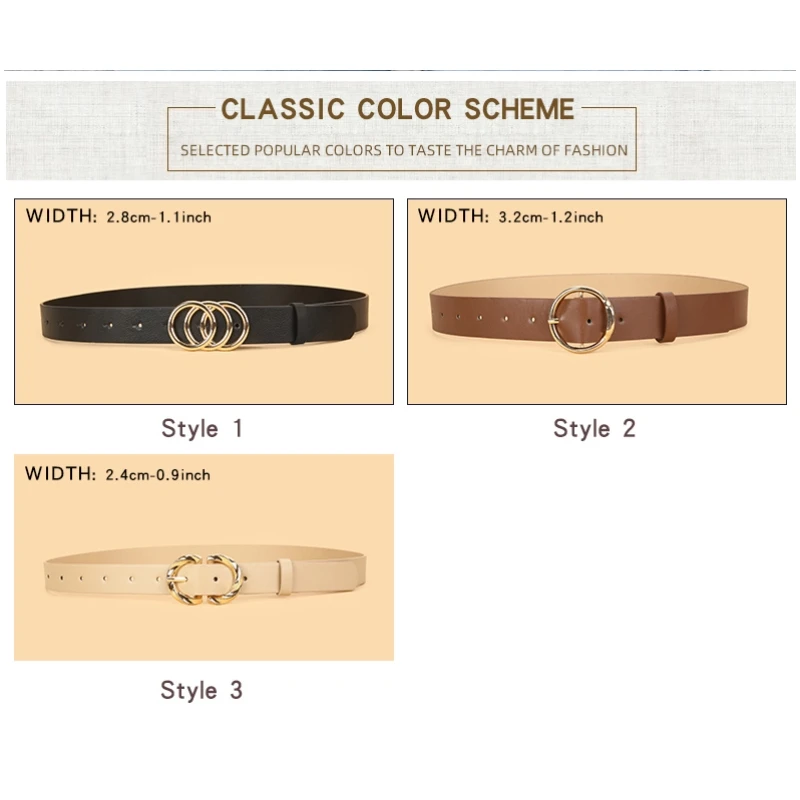3pc New Women'S Minimalist and Stylish Versatile Belts, Classic Belts for Jeans and Dresses, Solid Color Elegant Belts