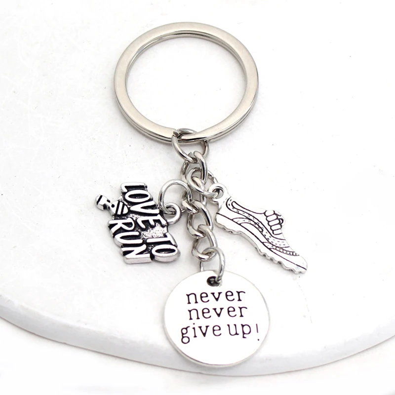 New Arrival I have to Run Keychain Never Give Up Charms Running Shoes Keyring Key Chain Runners Gift For Men Women Jewelry