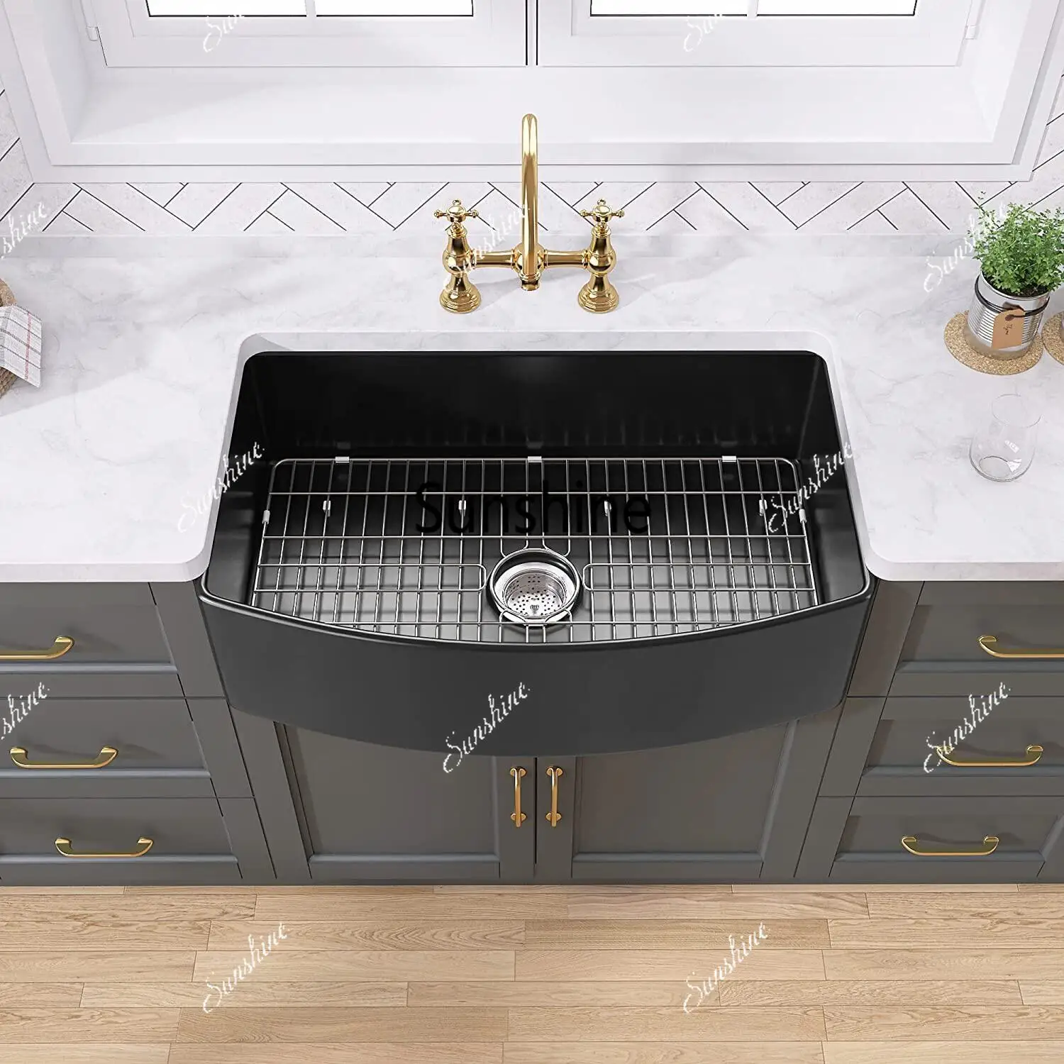 Ceramic sink kitchen American curved apron kitchen small apartment