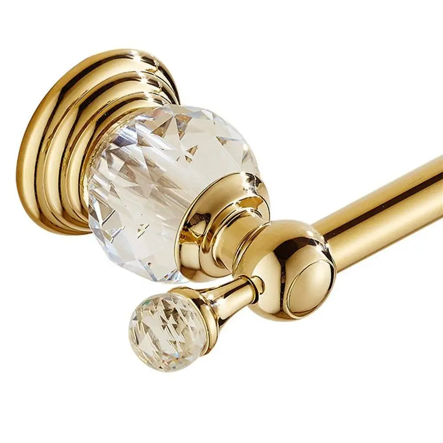 

Gold Towel Bar, Adjustable Crystal Towel Holder, Golden Finished Bathroom Single Towel Racks Rail Wall Mounted