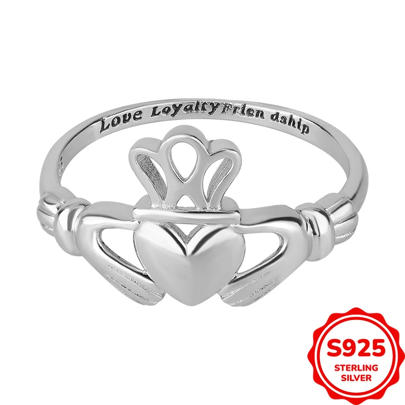 

Fashionable and Versatile Authentic S925 Silver Geometric Heart-shaped Hollow Crown Ladies Ring