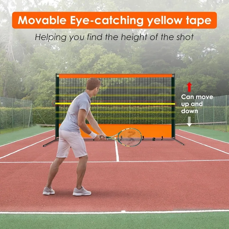 جدار ممارسة ارتداد التنس - شبكة ارتداد 12 قدم × 6 أقدام لرياضات المضرب، كرة وكرة البيسبول، لوحة خلفية للتدريب #5