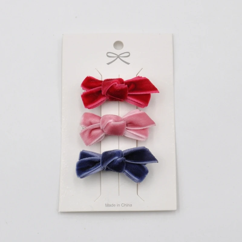 100Pcs/Lot 1.4inch Mini Velvet Ribbon Bow Hair Clips Tiny Bow Hairpins For Kids Baby Girl Hair Accessories