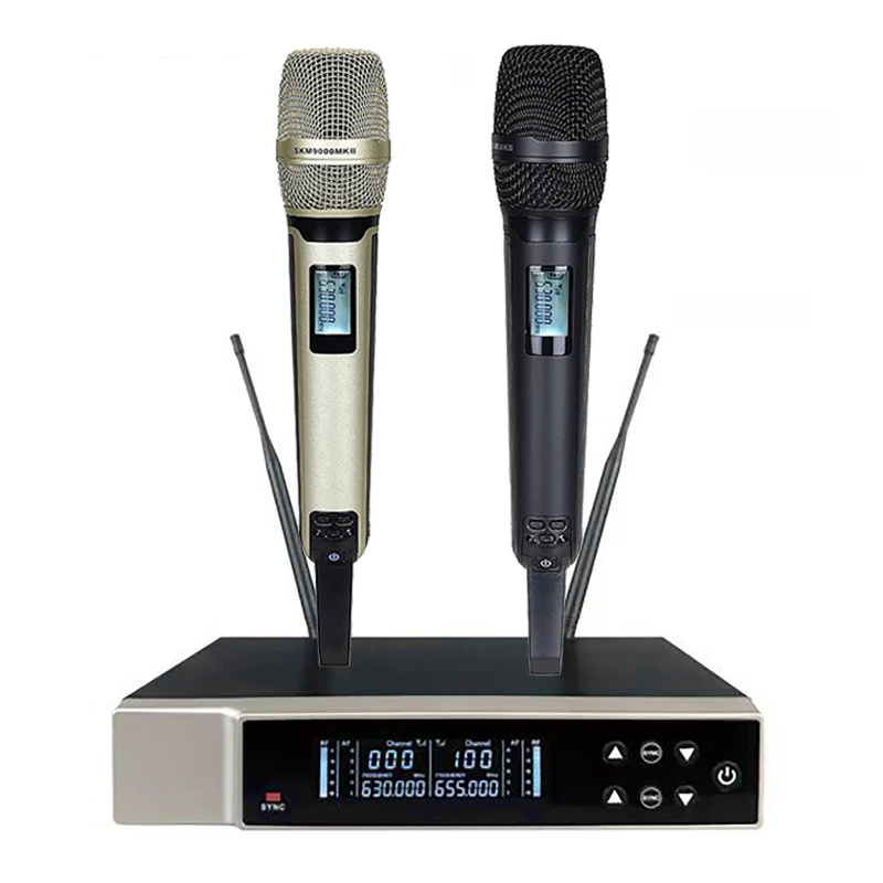 Wireless Microphone Handheld Dual Channel UHF Fixed Frequency Dynamic Mic For Karaoke Conferences Speeches Church Performance