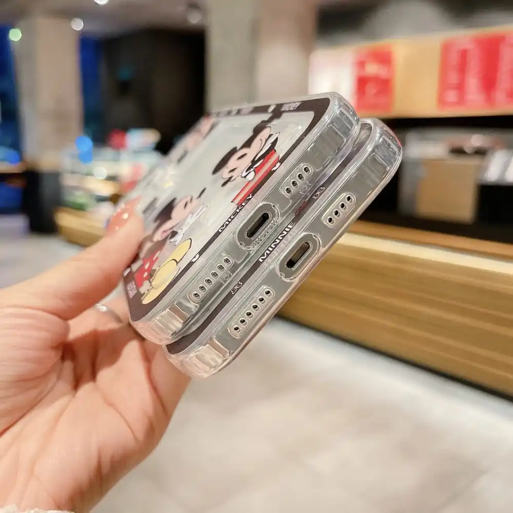 Cute Cartoon Anime Minnie Mouse Phone Case for IPhone 11 12 13 14 15 Pro Max X XR XS 7 8 Plus Soft Tpu Wallet Cover Card Holder