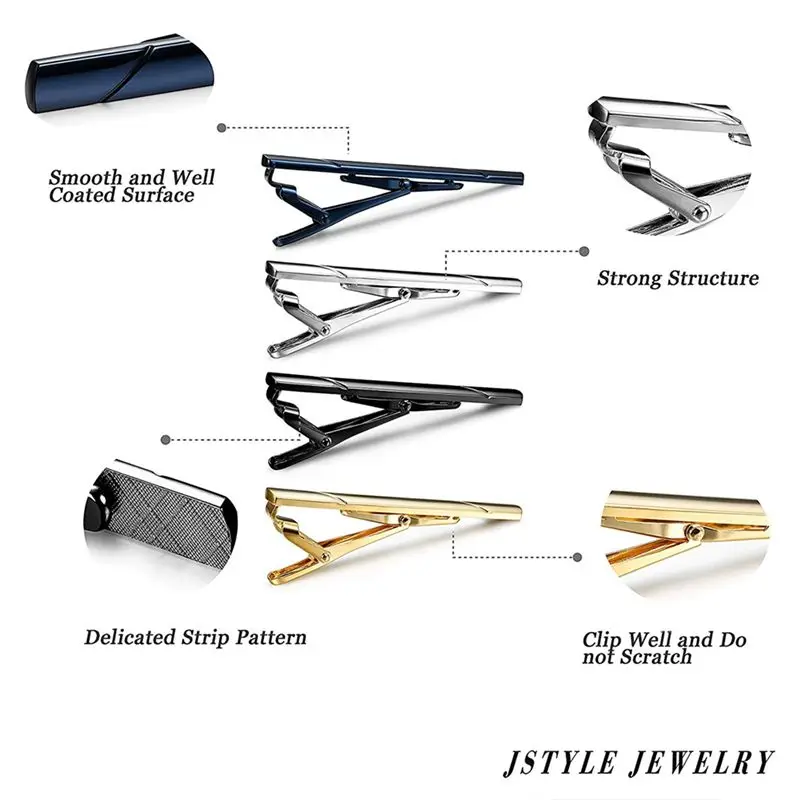 【EXCLUSIVE!】8Pcs Tie Clips for Men Tie Bar Clip Set for Regular Ties Necktie Wedding Business Clips