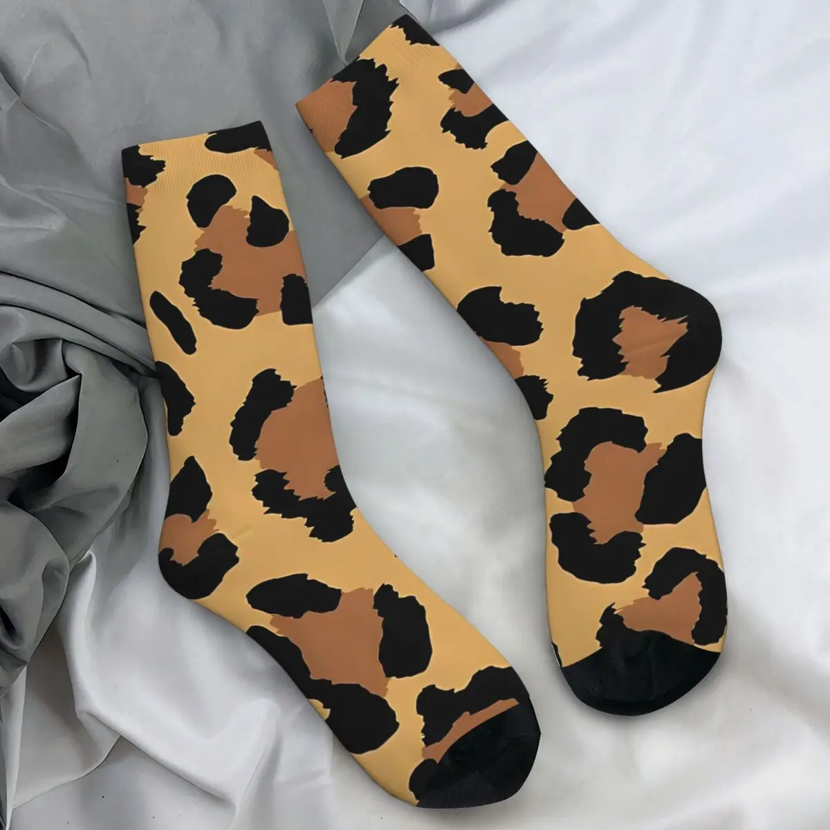 

Коричневые чулки с леопардовым узором, дизайнерские носки в стиле Харадзюку, весенние нескользящие носки, мужские велосипедные дышащие носки