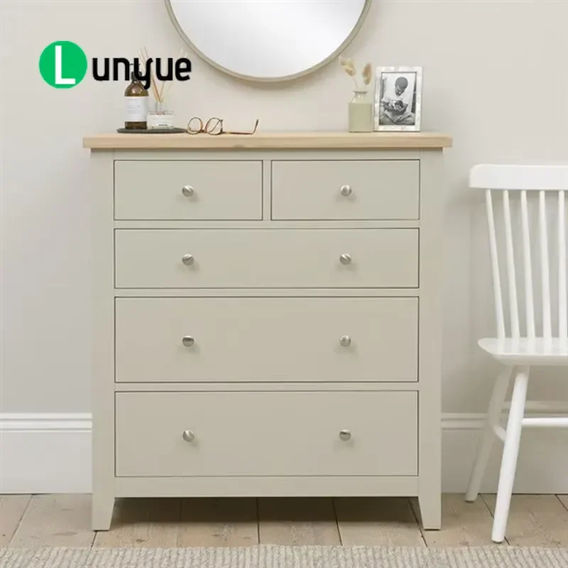 White Oak TV Cabinet 6 Drawers Simple Style Durable Eco Friendly Handmade Multi Purpose Storage Furniture for Apartment