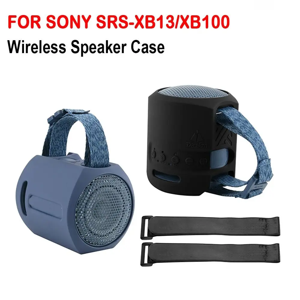 Silicone Speaker Protective Case with Strap Full Coverage Audio Cover Accessories Shell Storage Sleeve for Sony SRS-XB13/XB100