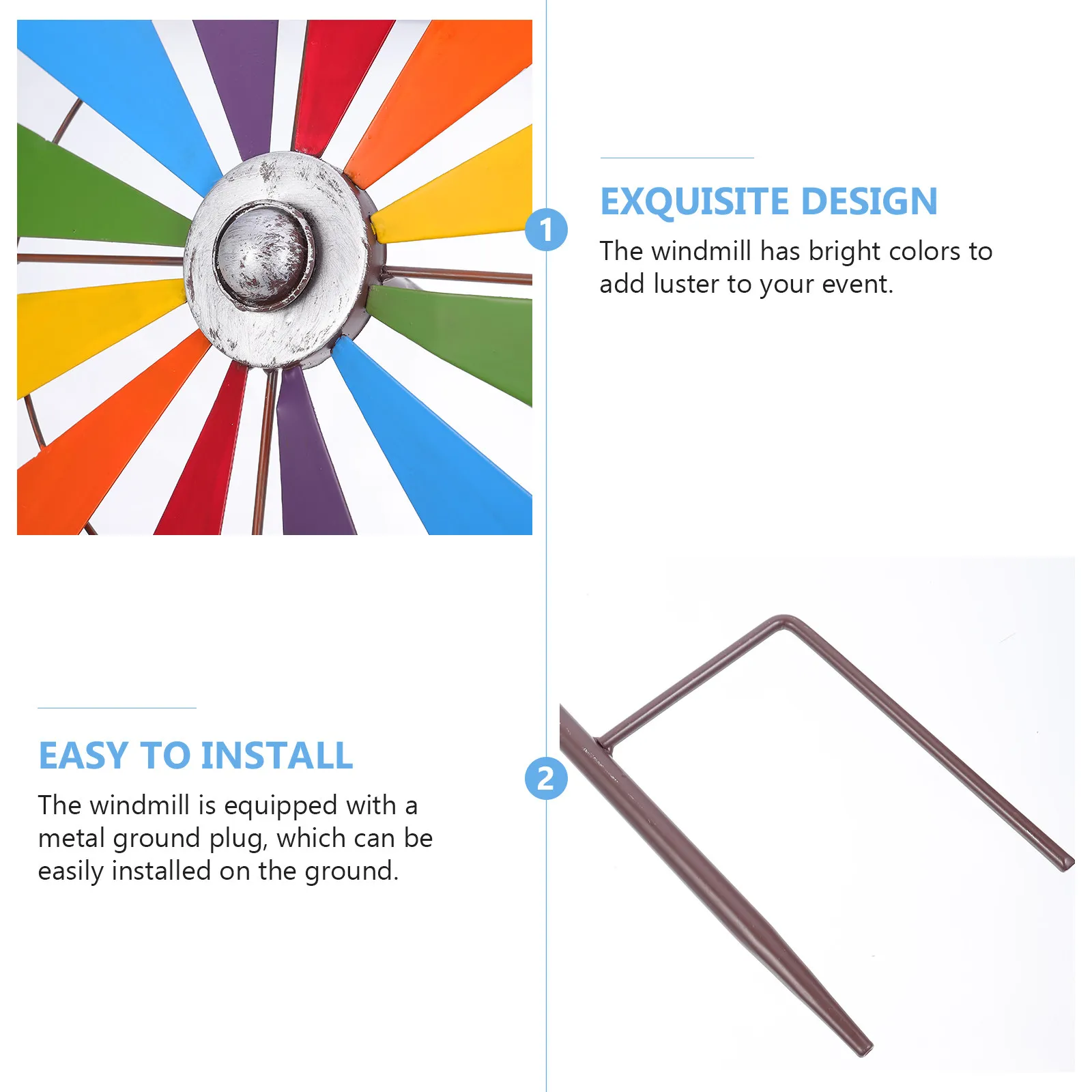 

1Pcs Iron Art Colorful Garden Windmill Decor Delicate Lawn Pinwheel Ornament for Outdoor Courtyard Party Decoration