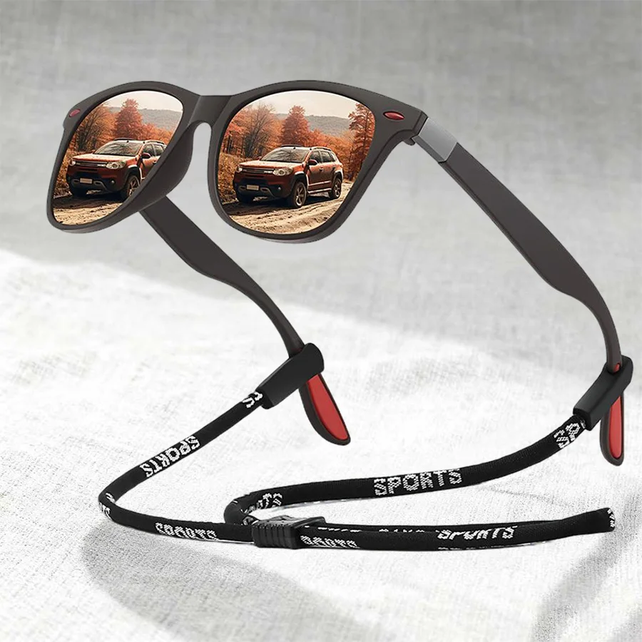 نظارات شمسية كلاسيكية أنيقة UV400 للجنسين خفيفة الوزن على الطراز الكلاسيكي مع سلسلة لقيادة الصيد والسفر والأنشطة الخارجية