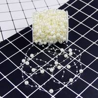 1pc 198 Inches Fishing Line Faux Pearl Beaded Chain Garland Wedding Party Decoration, Party Supplies