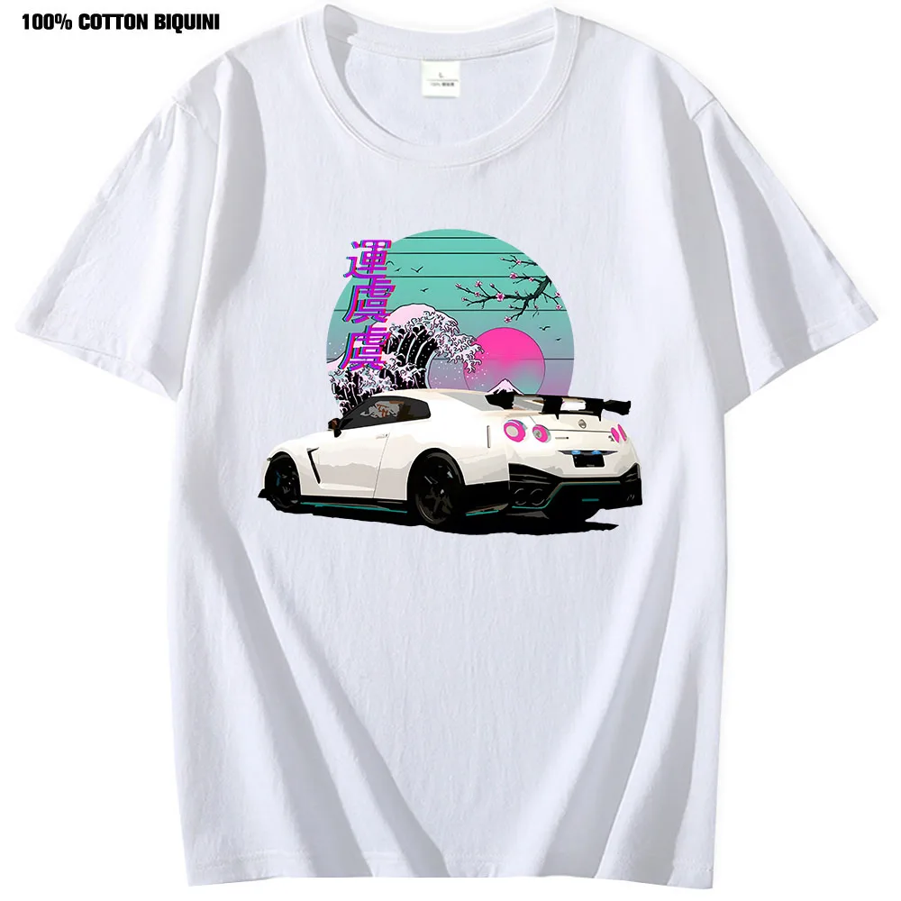 Anime T shirt For R35 Skyline GTR Vaporwave JDM Legend Car Print Shirt Men Short Sleeve 100% Cotton Graphic T shirts