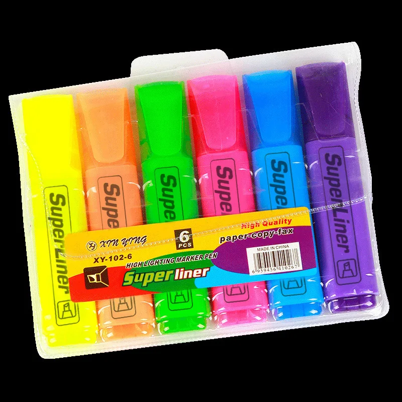 Imagem -04 - Fluorescente Highlighter Pen Broad Tip Escrita Marcador Canetas para Desenho Art Doodling Marcação Escritório Papelaria School Supply Pcs Pcs