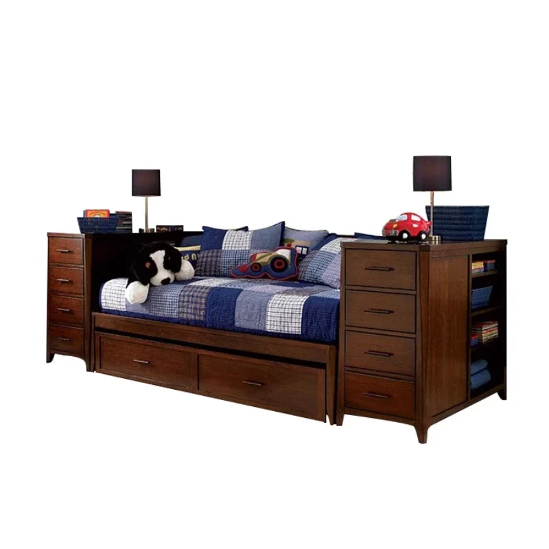 Solid wood sofa bed pull-out type, storage single double sitting and sleeping bed