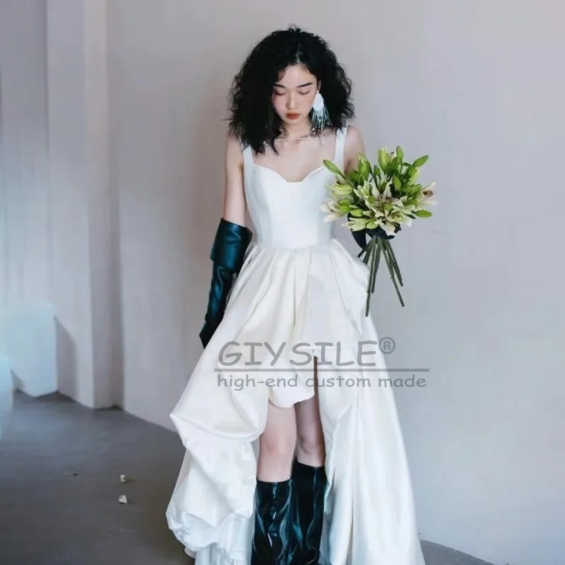 GIYSILE カスタムメイド フレンチスリング ライトウェディングドレス 新作 高級サテンドレス ライトな雰囲気のイブニングドレス