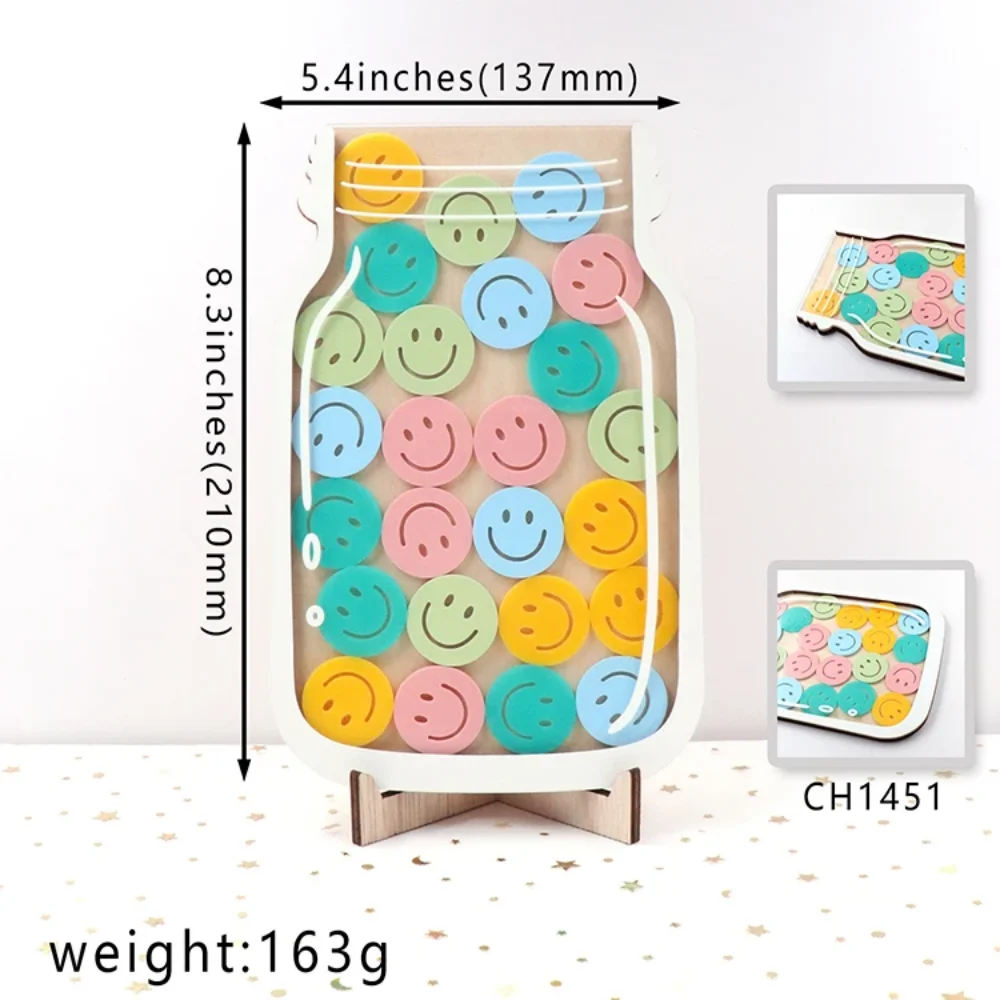 1piece- Back to School Teacher Reward Jar With Magnet smiling face, Classroom with tokens(25pcs), chore chart, gifts for kids