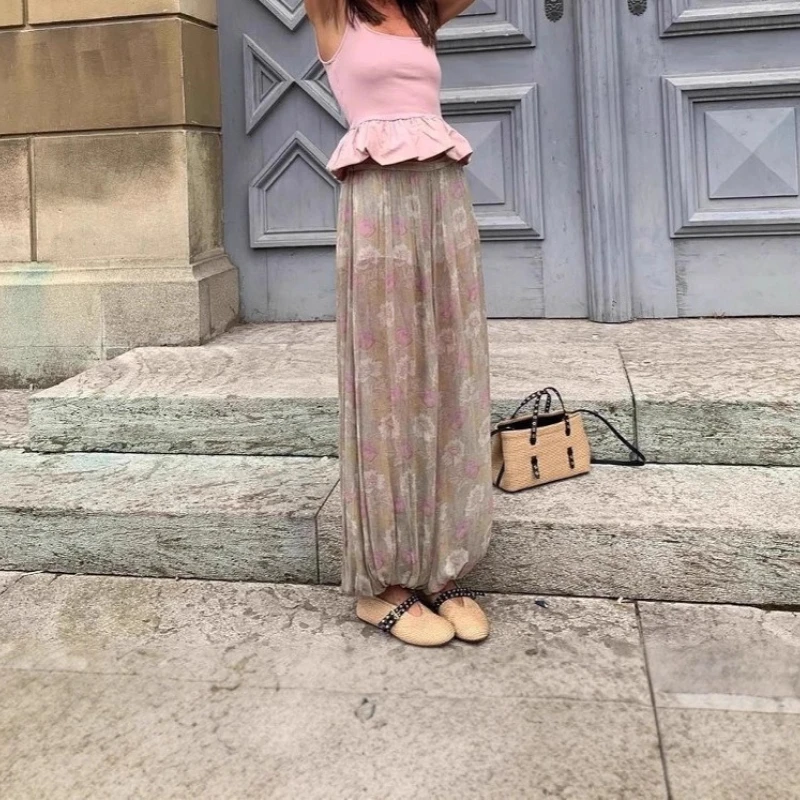 2025 Leisure and Sports Women's Summer Age Reducing Western Style Printed Wide Leg Pants Fashion