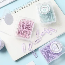 20/50pcs Simple Macaron Color Paper clip Cute Student Test Paper Fix Binder Metal Clips Office Bill Document Binding Accessories