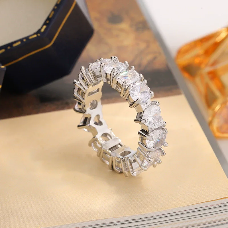 New Luxury Silver Women Wedding Promise Rings CZ Simple Stylish Female Accessories High Quality Statement Jewelry Hot Wholesale